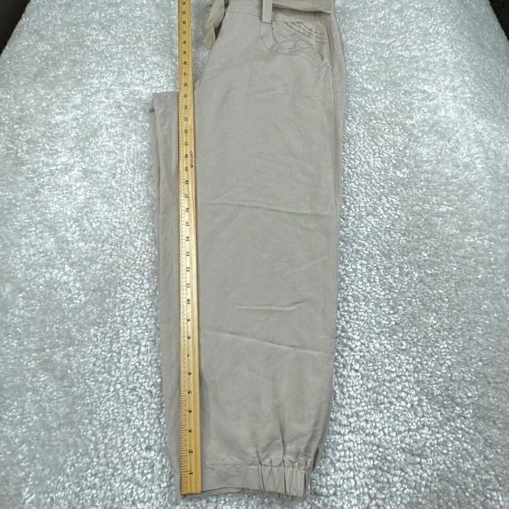Sandro Linen Blend Barrel Drawstring Pants Beige - Picture 9 of 10